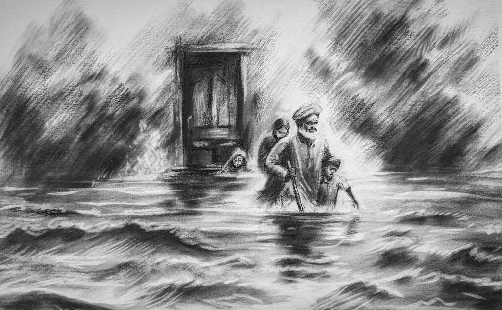 Limited edition charcoal artwork detail — The Carbon Art climate fine art collection