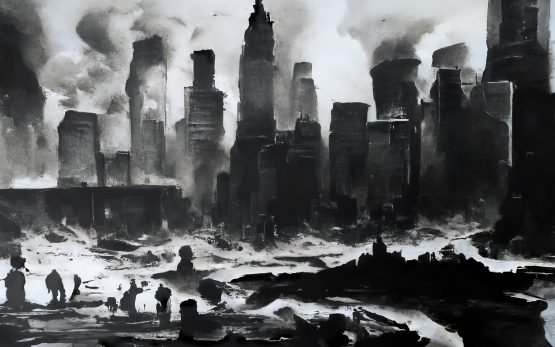 Abhi_City and climate change_Chrarcoal_20x16